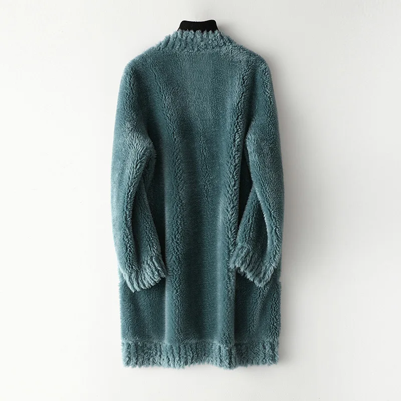 Real Sheep Shearling Fur Coat Female Wool Coats Winter Jacket Korean Long Jackets for Women Outwear Veste Femme MY | Женская одежда