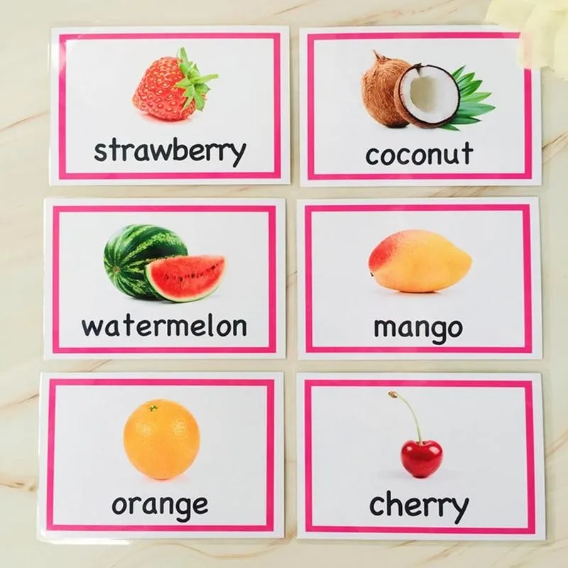 

7/10/12/15/20/28/30/34pcs Children English Learning Learning Pocket Card Toys Word Montessori Table Card Flash Educational K0Y0