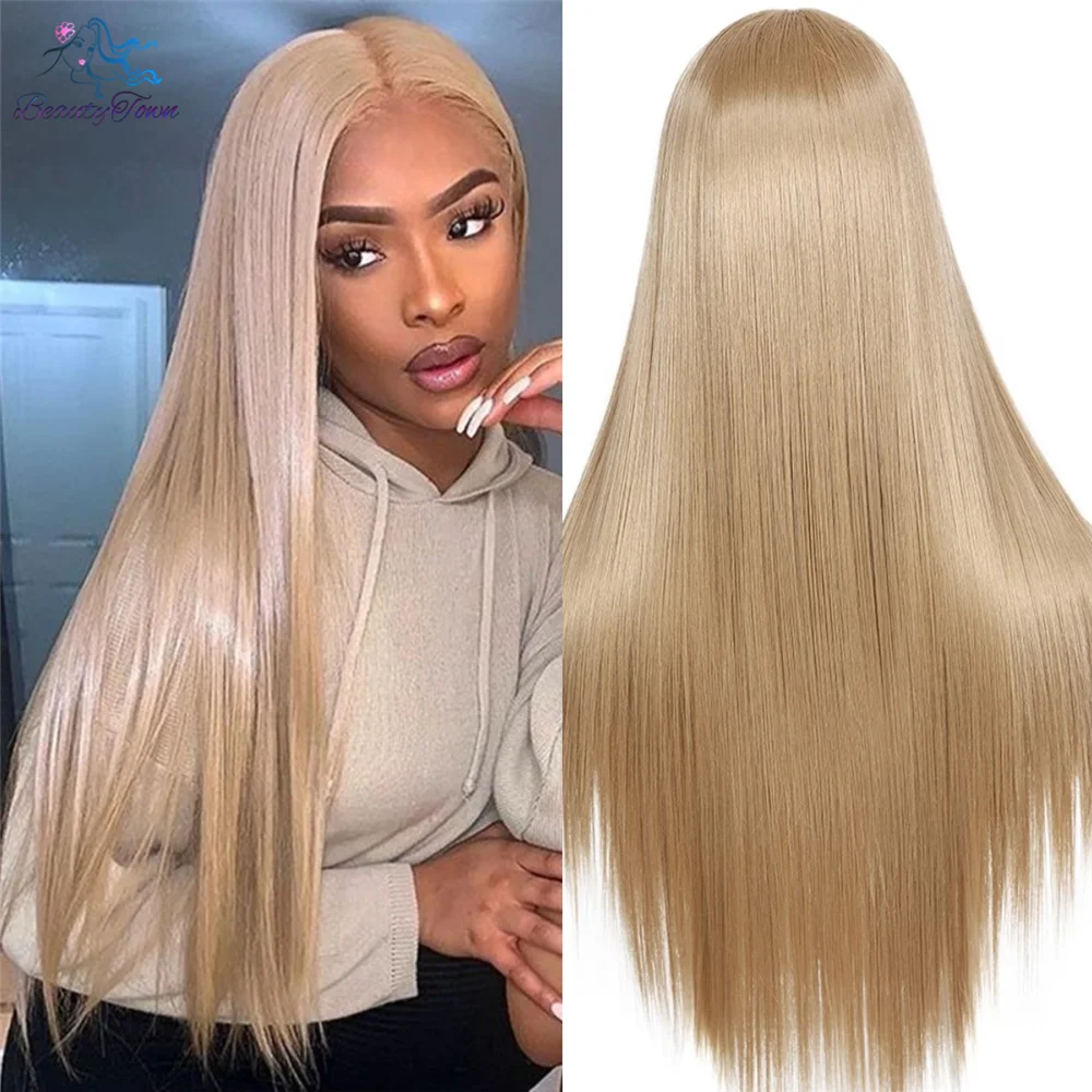 Длинный прямой парик BeautyTown из блонд на сетке для женщин цвет #103 без спутывания