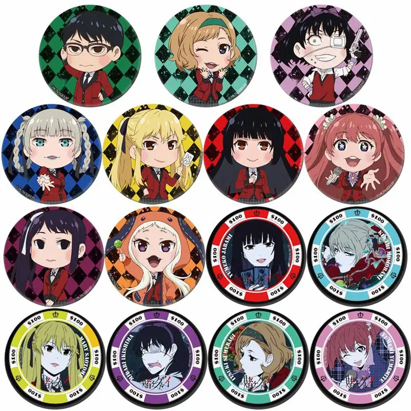 6/9 шт. Manga Kakegurui Значки для косплея Yumeko Jabami брошь на застежке 58 мм Аниме Коллекция