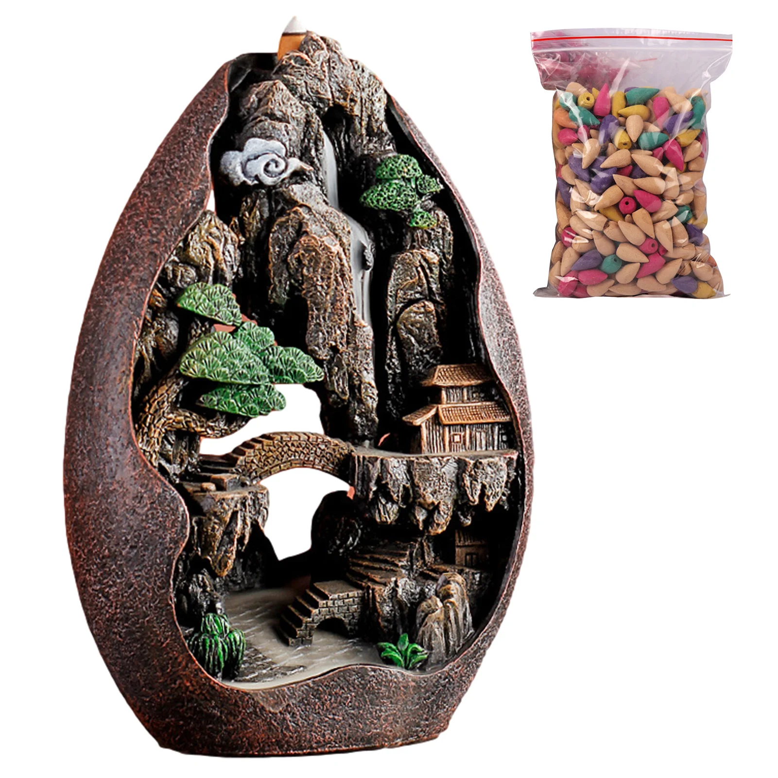 

Главная горелка для благовоний с обратным потоком ладан держатель Керамика ладана для контроля уровня сахара в крови с 50 благовония конусы ...