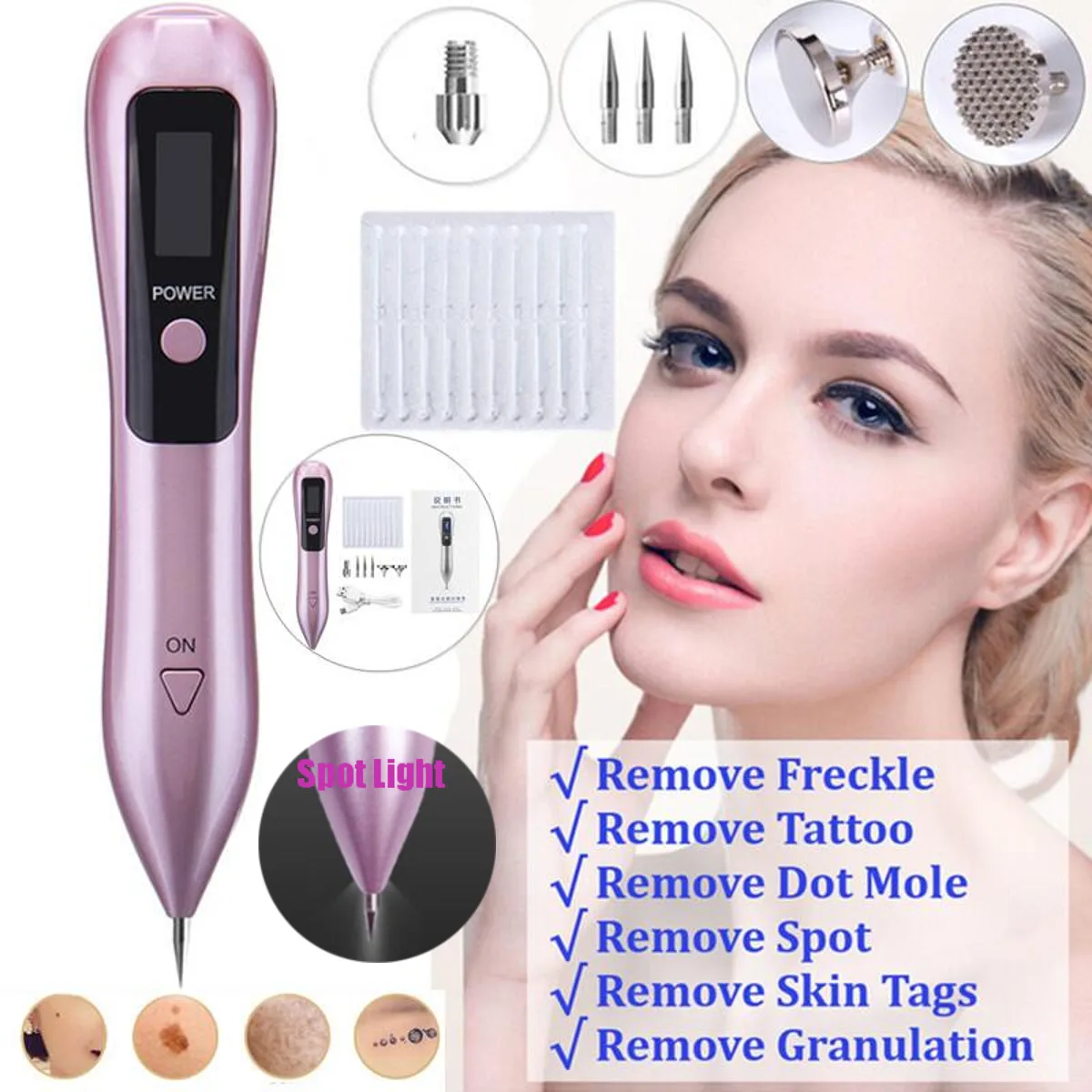 

LCD Plasma Pen LED Lighting Laser Tattoo Mole Removal Machine Face Care Skin Tag Removal Freckle Wart Dark Spot Remover Wart Kit