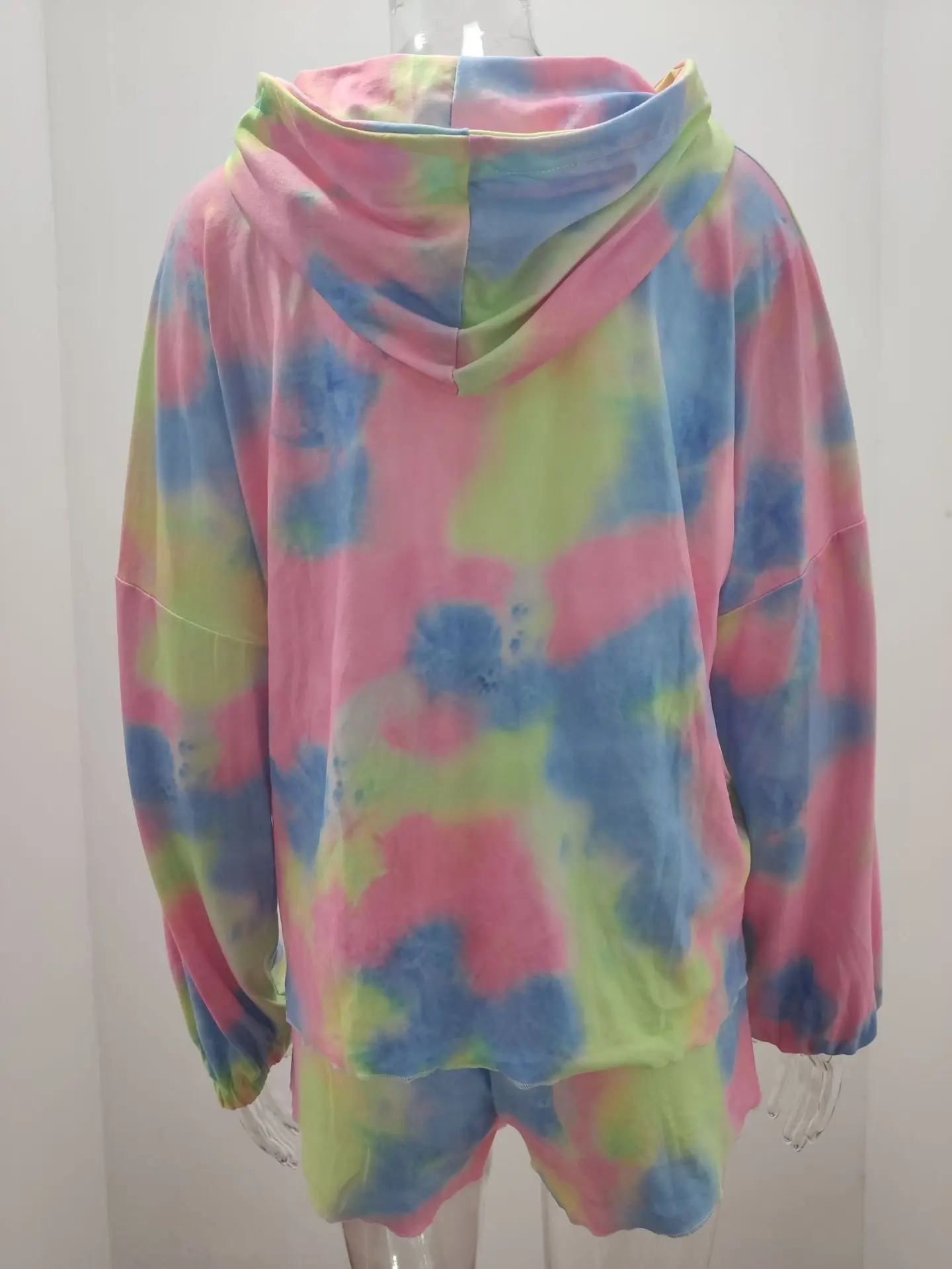 

Tie-dyed Women Pajama Sets New Style Comfortable Breathable Long Sleeve Hooded Tops And Sexy Shorts Home Wear Lady 2 Piece Set