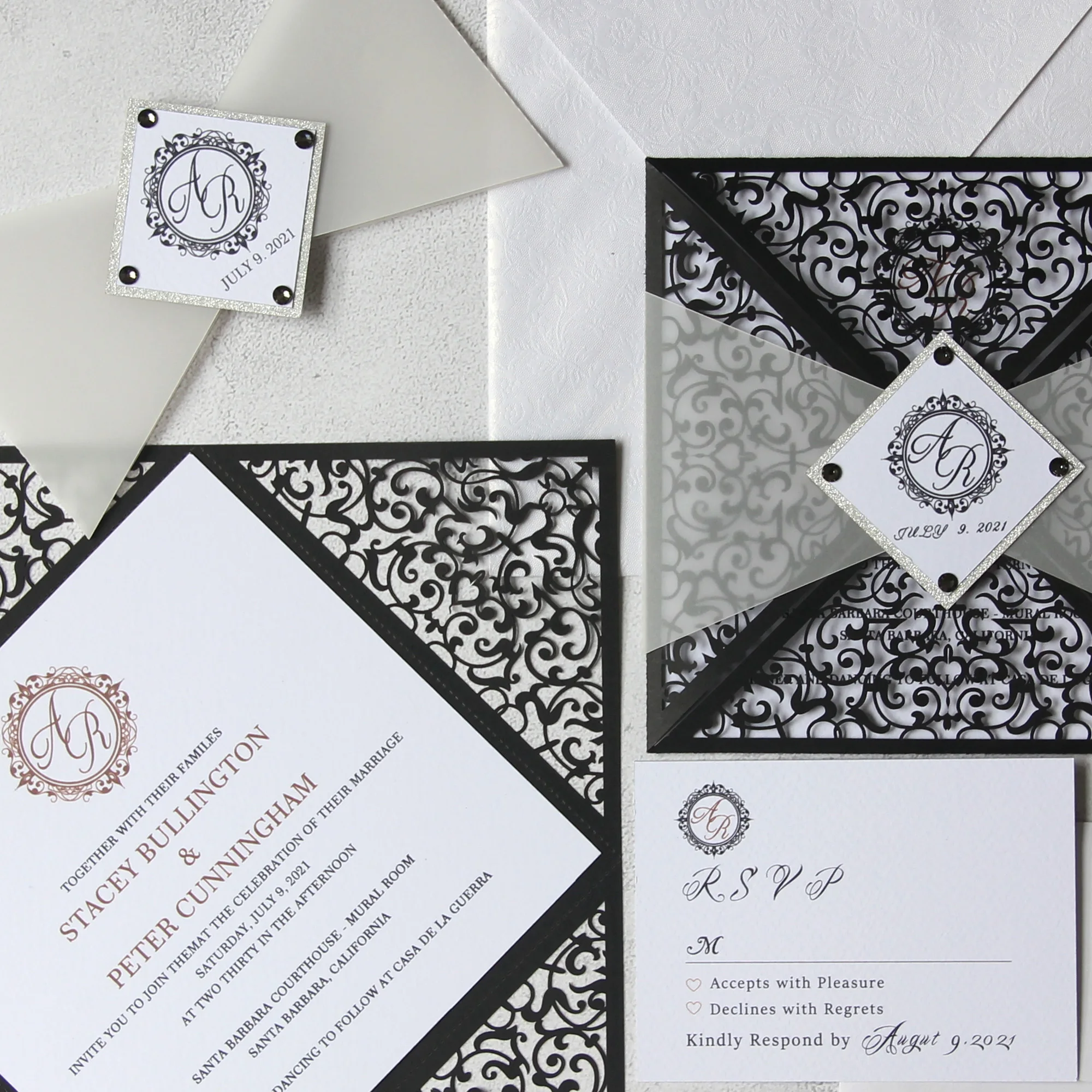 Elegant Square Laser Cut Wedding Invitations Cards Wedding Decoration Party Supplies