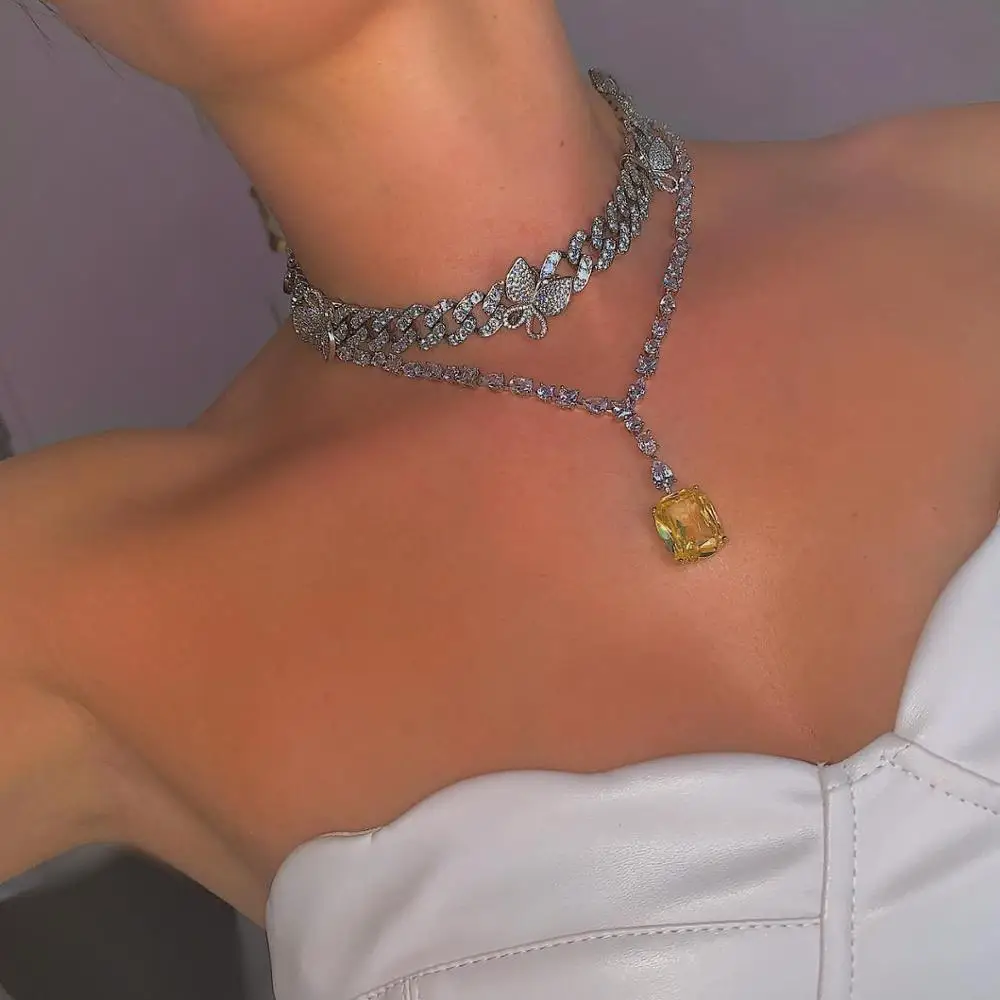 Новое поступление женские и мужские iced out bling CZ модные Miami кубинские звенья цепь 6Kun