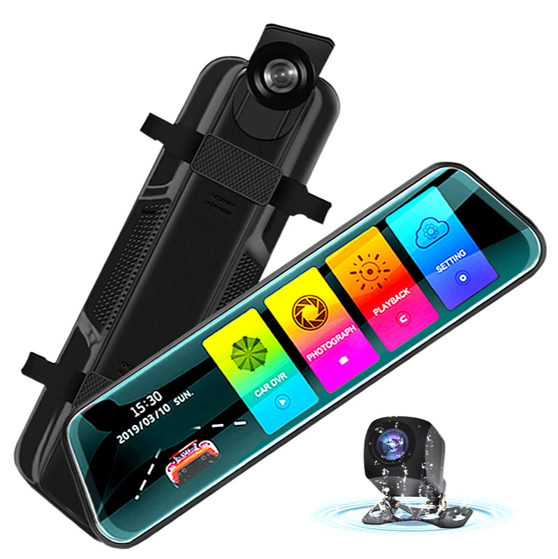 

Streaming Media Rearview Mirror Driving Recorder 10 Inch Touch Screen Dual Lens 10 Meters Rear Pull Night Vision Reversing Image
