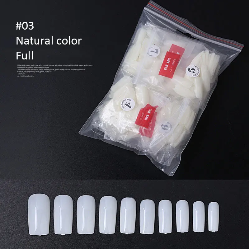 Natural Full 500 шт в пакете 10 размеров натуральные прозрачные белые прозрачные французские накладные ногти в виде гроба DIY полные накладные накладки на ногти - Цвет: Natural Full
