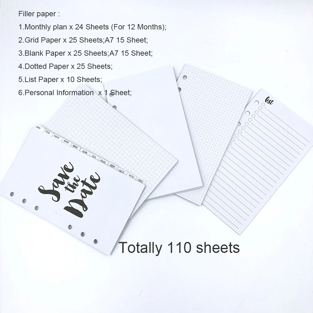 Бумаги для блокнота с внутренней обложкой дневника внутренняя Обложка Filofax A5A6A7