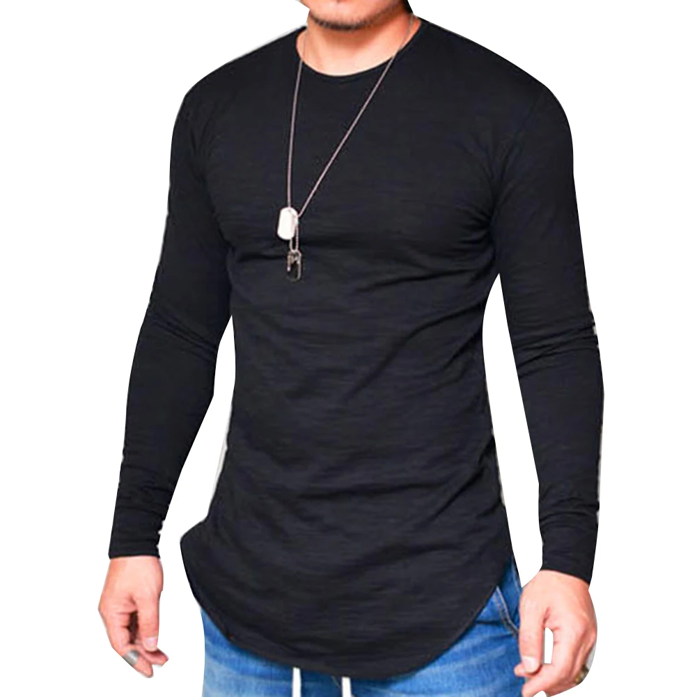 Autumn winter t shirt Men Low Price Long Sleeve Male T-shirts S-lim O-Neck Solid Clothing T-shirt street casual cotton pullover | Мужская