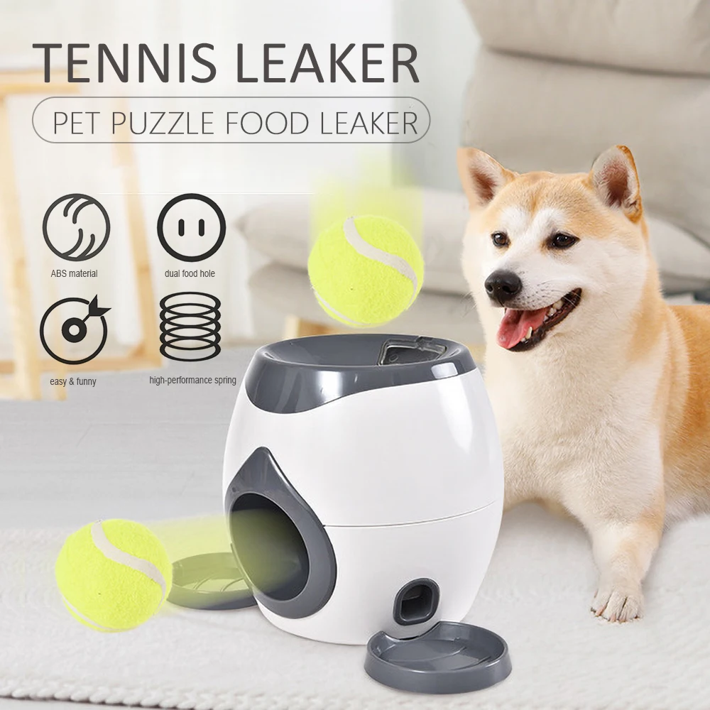 

Toy Dogs Tennis Ball Automatic Thrower Food Treat Dispenser Creativity Play Game Dog Food Leader Exercise Helper