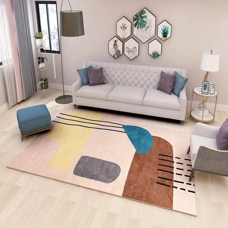 

Nordic Style Carpet Modern Simple Pink Rugs For Girl Bedroom Floor Mats Dywan Coffee Table Blanket Kid Climbing Play Mat Tapijt