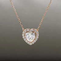 trendy s925 silver 1 carat d color heart moissanite pendant necklace women plated rose gold pass diamond tester with gra gift