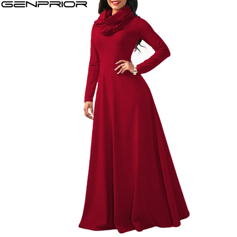 Женское осеннее пикантное платье GENPRIOR разных размеров с воротником-хомутом