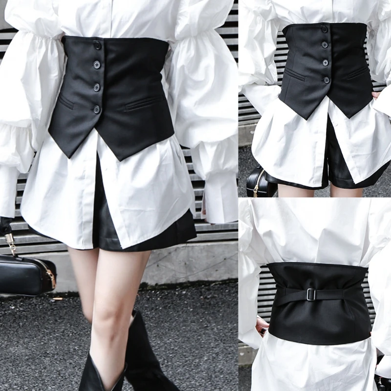 

Women Girls Waspie Gothic Style Body Shaper Belts Waist Trimmer Daily Accessory Trendy Steampunk Waist Bands