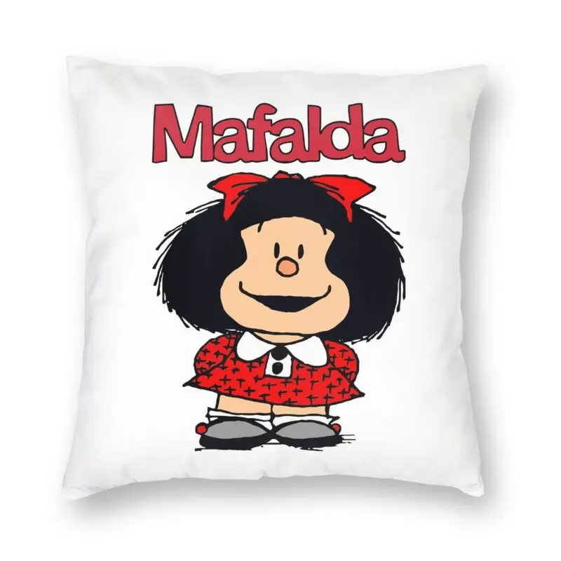 

Cute Mafalda Cushion Cover Sofa Living Room Argentine Cartoon Quino Comics Square Throw Pillow Case 45x45cm
