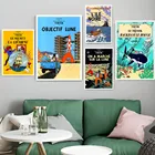 Аниме плакат ракета французские комиксы Тинтин Приключения Холст Картина настенное искусство скандинавские настенные картины декор для гостиной детской комнаты