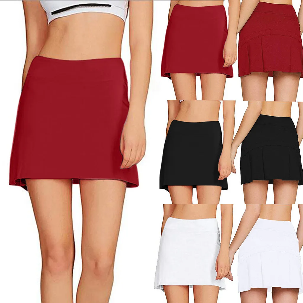 Женская Повседневная юбка в складку теннис Гольф с нижними шортами беговые Юбки