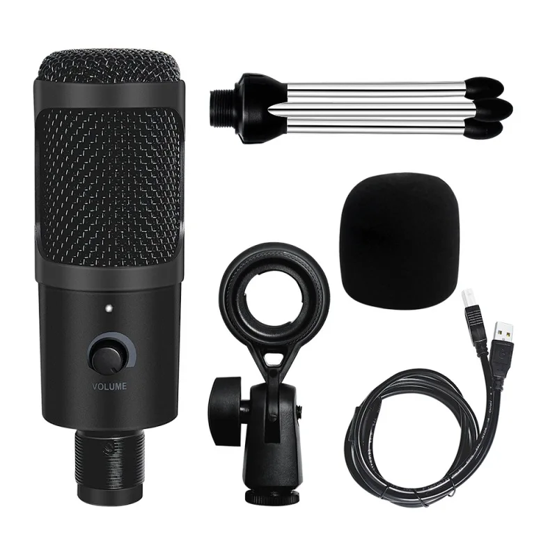 RK1 Record RGB Condenser Microphone for iPhone Android Laptop Computer Professional USB Mic with Earphone Game Live PK BM800 | Электроника