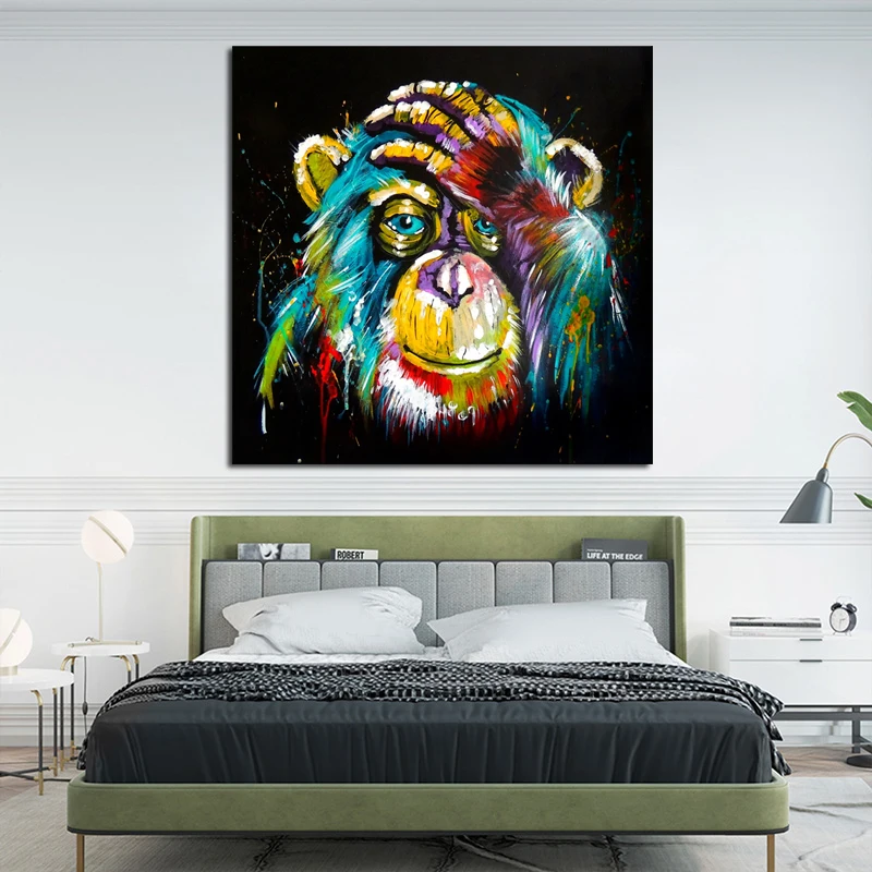 Красочная Картина на холсте с изображением мышления обезьяны животные плакаты