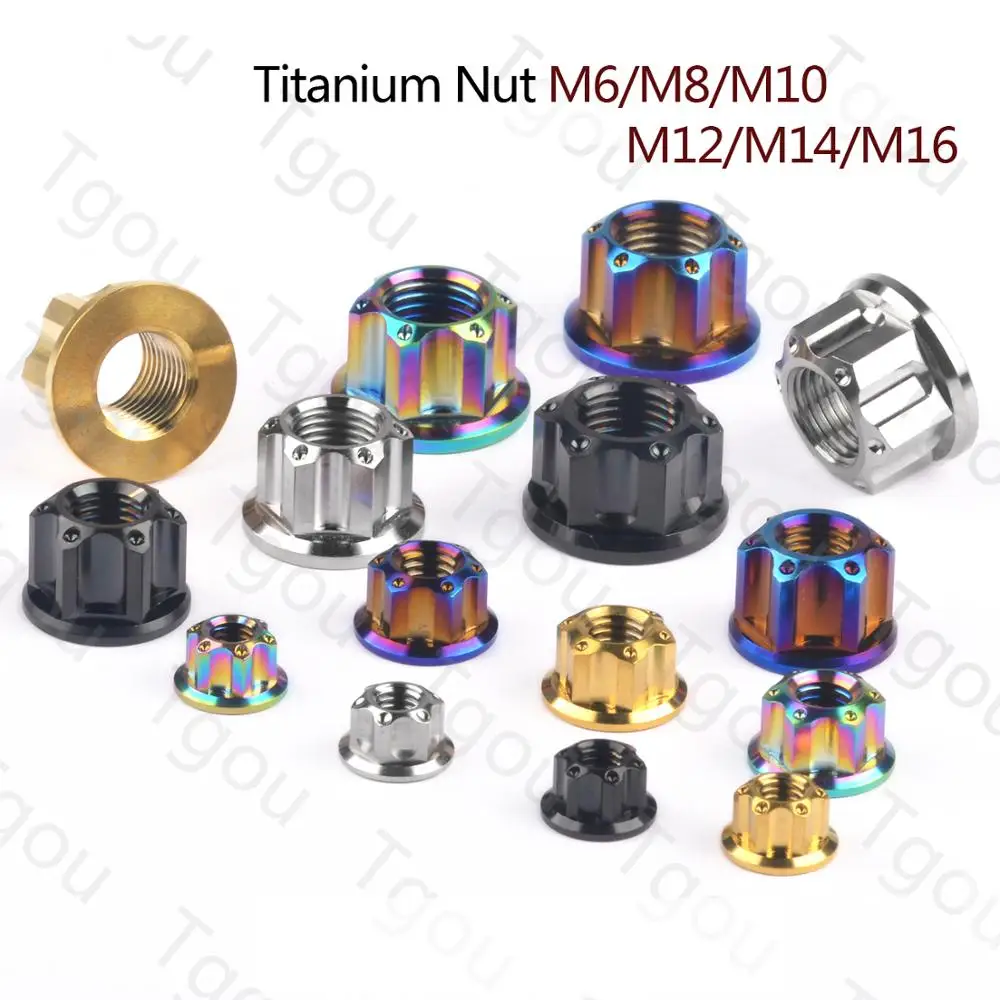 Титановая гайка Tgou M6/M8/M10/M12/M14/M16 фланцевые гайки для мотоцикла велосипеда