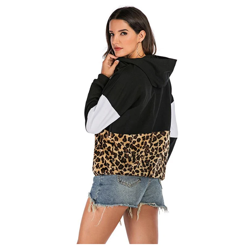 

Women clothing Autumn Winter Leopard Fashion Hooded Hoodies Loose Sweatshirt Hoodie Korean Style Women Sweatshirts Pullover