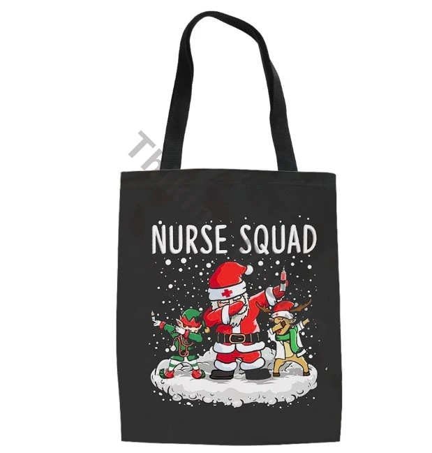 Рождественские льняные сумки-тоут с принтом медсестры Женская Повседневная