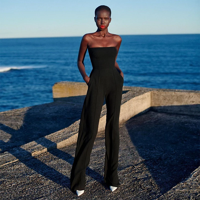 

Sesidy 2021 New Summer Women Strapless Jumpsuits Sexy Sleeveless Long Pants Fashion Party Outwear Rompers Jumpsuits