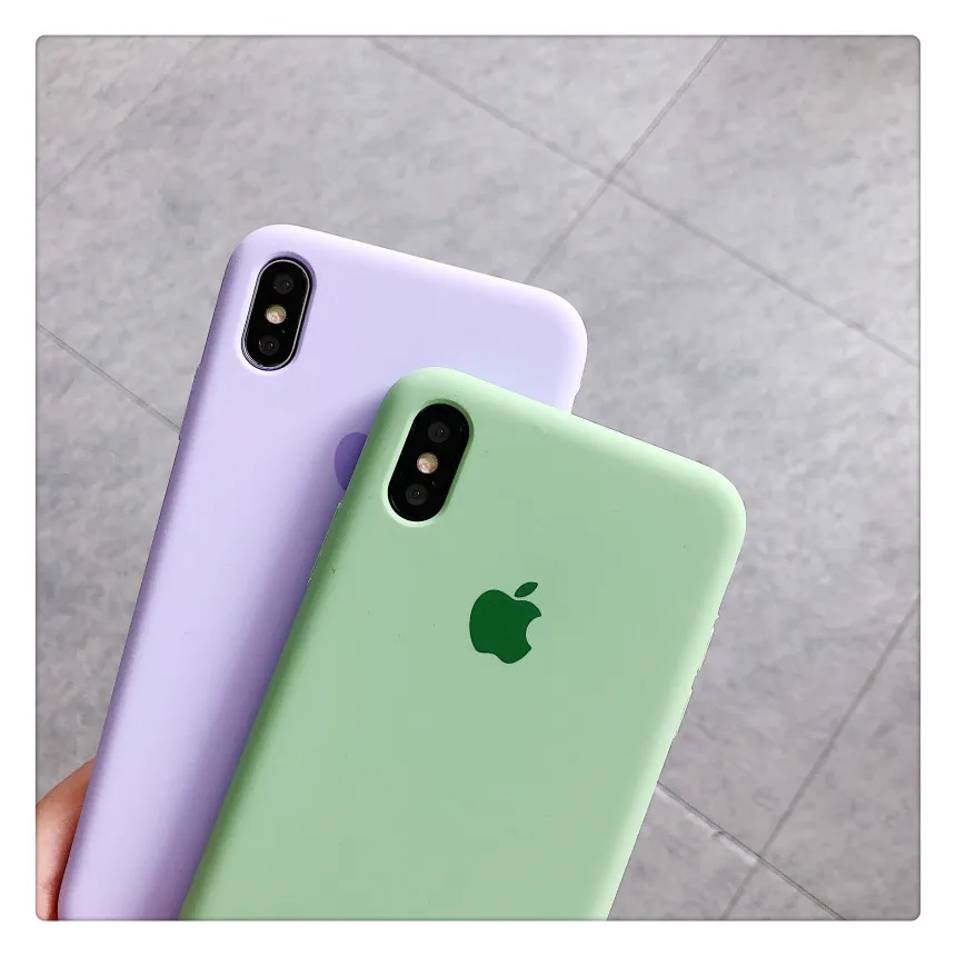 Жидкий силиконовый чехол для телефона iPhone 6S 7 8Plus X XR XS Max i11 Pro max мягкий карамельный