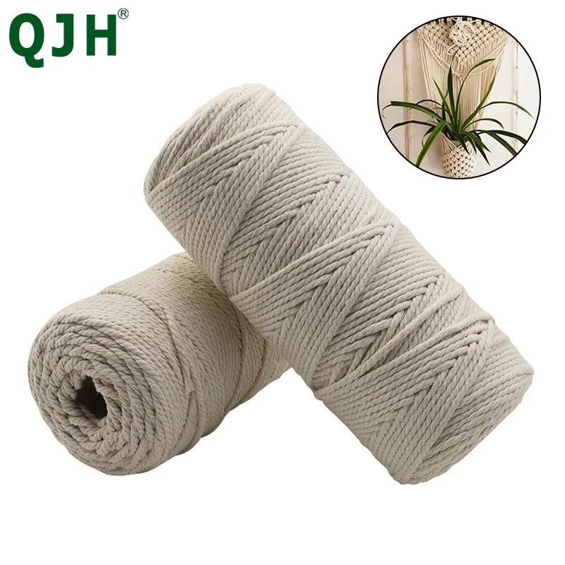 3 мм 100 м натуральный хлопковый шнур ручной работы нить макраме веревка для