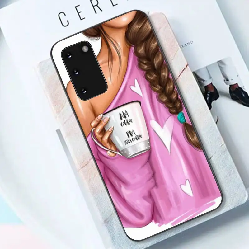 

Fashion coffee Women Girls Phone Case for Samsung S 5 6 7edge 8 9 10 20 21 plus lite UlTRA case