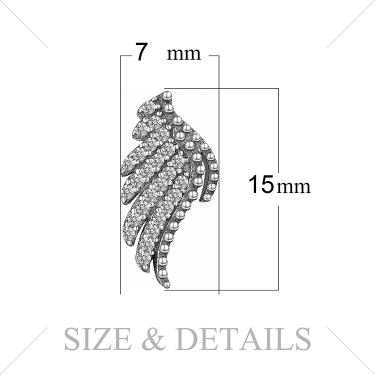 Jewelrypalace стерлингового серебра 925 блеск Крылья ангела серьги стержня Модные украшения свадебные серьги для Для женщин Fine Jewelry