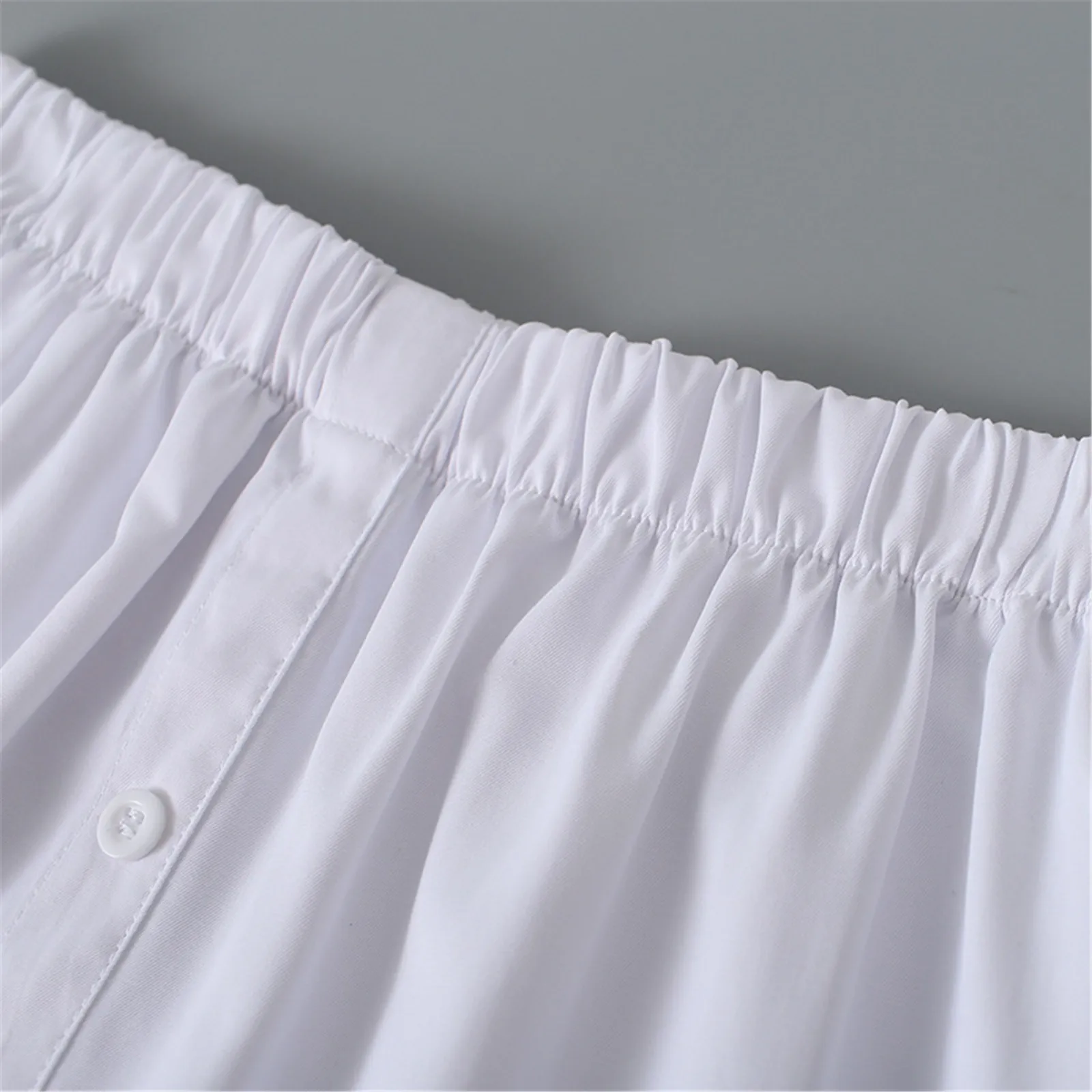

Women Decorative Skirt Solid Color A-line False Fake Hem Button Solid Color Elastic Waist Layered White Detachable Apron