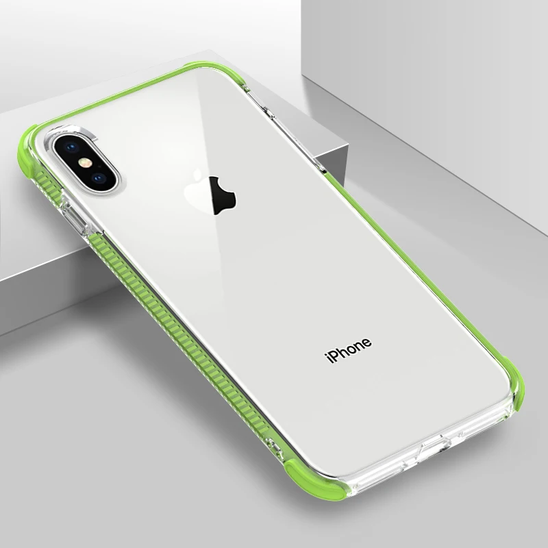 Green Двухслойный противоударный Прозрачный чехол для iphone 11 Pro X XR XS MAX 10 7 8 6s 6 Plus 6D Gasbag полный корпус мягкий чехол для samsung S9 - Цвет: Green