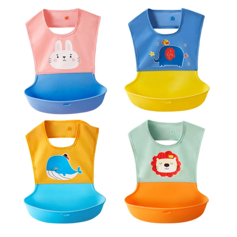 

Силиконовый слюнявчик, водонепроницаемый слюнявчик, Слюнявчики, мультяшный мягкий съедобный нагрудник для кормления новорожденных, Регул...