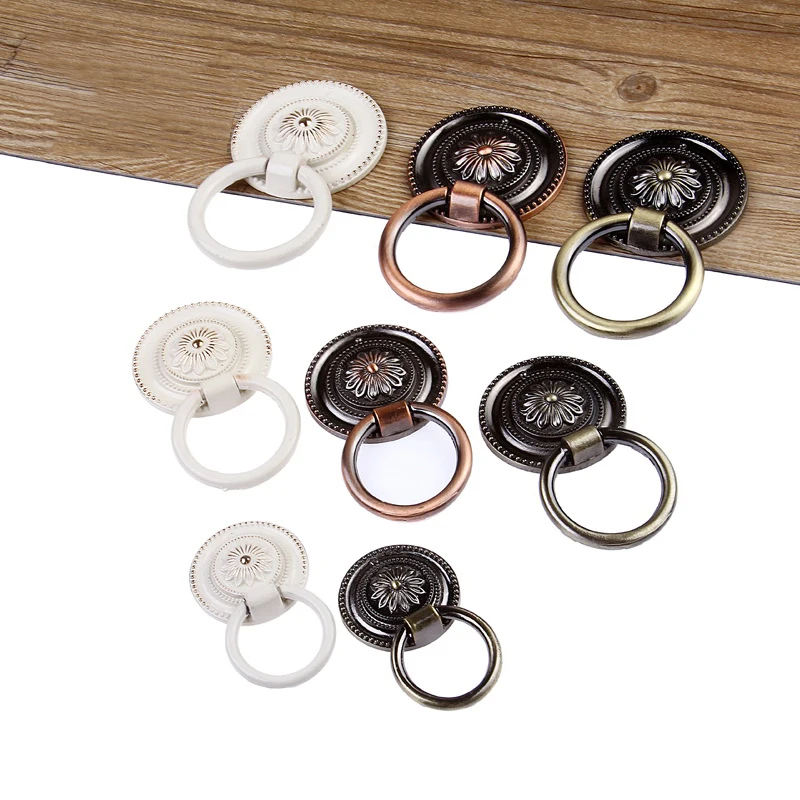 Ретро антикварные ручки для шкафа резные с выдвижным ящиком и ручка кольцо