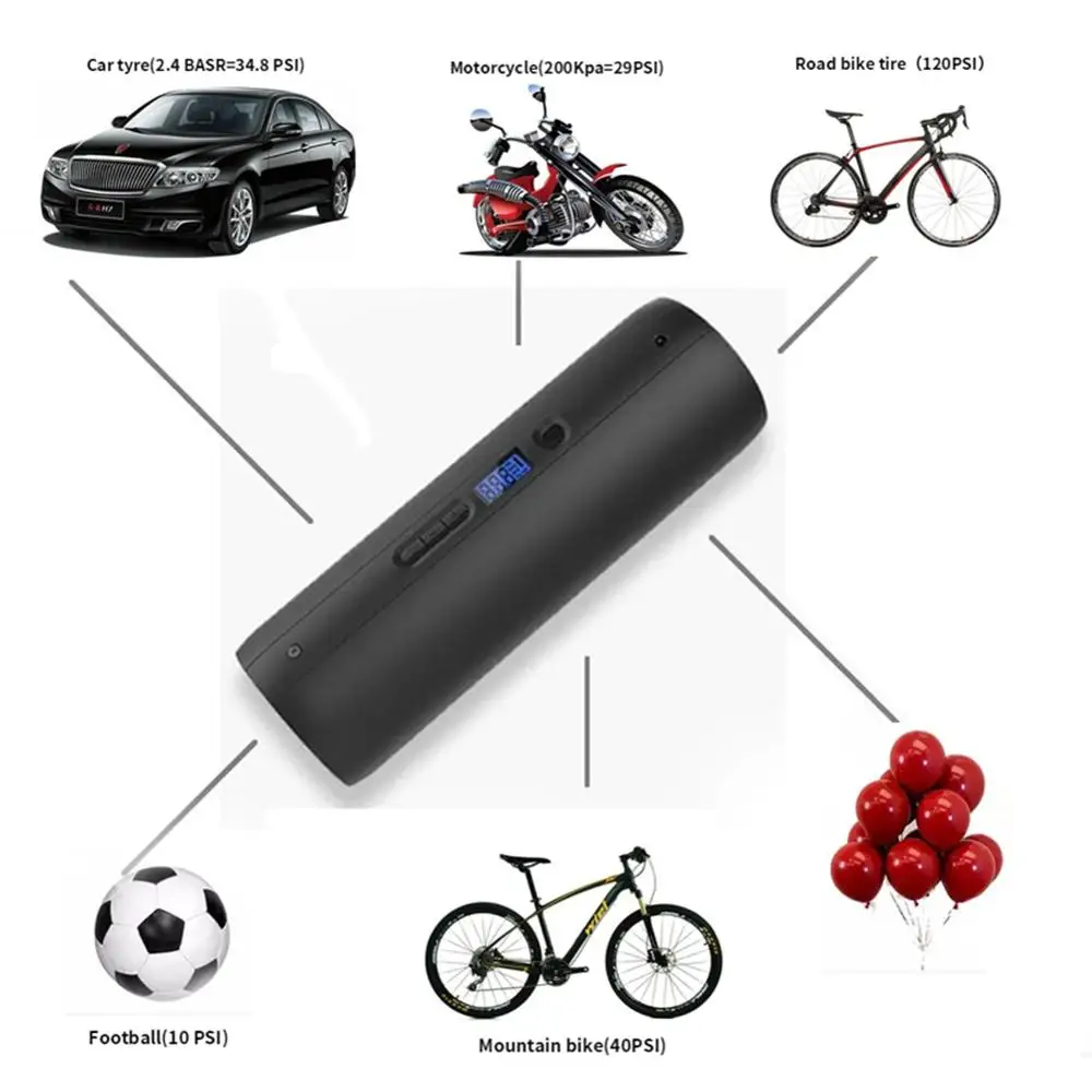 Online Compresor De Aire Portátil Recargable, Bomba De Inflado De Neumáticos, 12V, CC, Con Pantalla LCD Digital, Luz LED De Emergencia, 150PSI