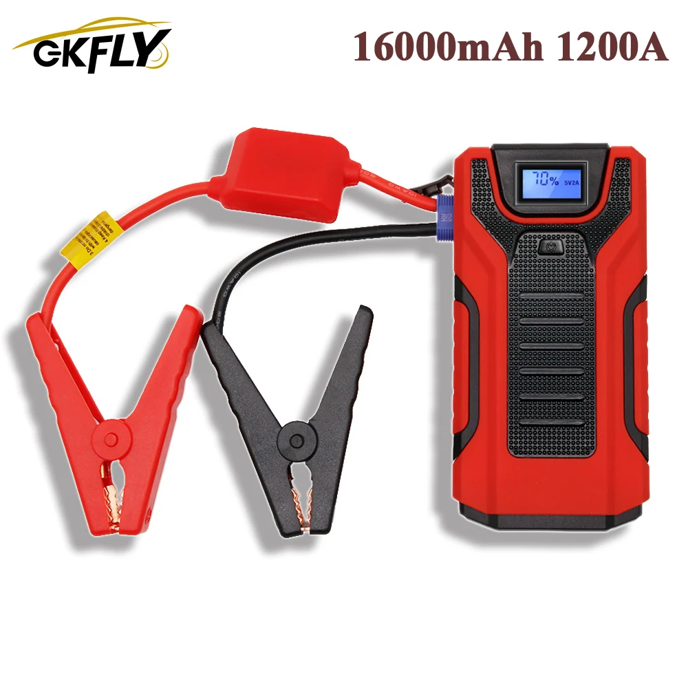 GKFLY многофункциональное 1200A пусковое устройство 16000mAh 12V автомобильное Power Bank