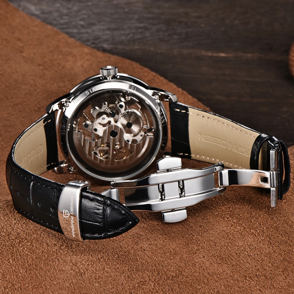 

PAGANI DESIGN Luxury Men's Business Mechanical Watch Leather Strap Top Brand Hollow Waterproof Men's Sports Watch Reloj Hombres
