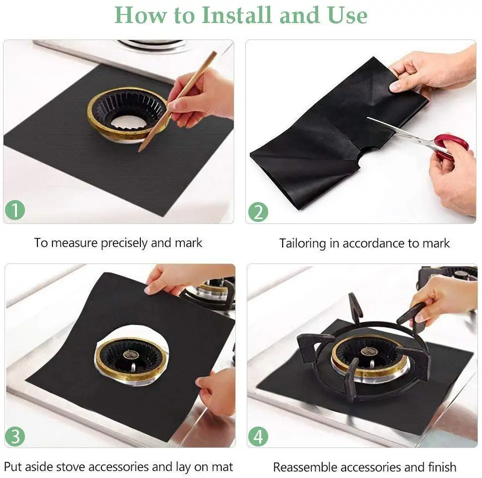 4 шт. многоразовые защитное покрытие для газовой плиты крышка с антипригарным