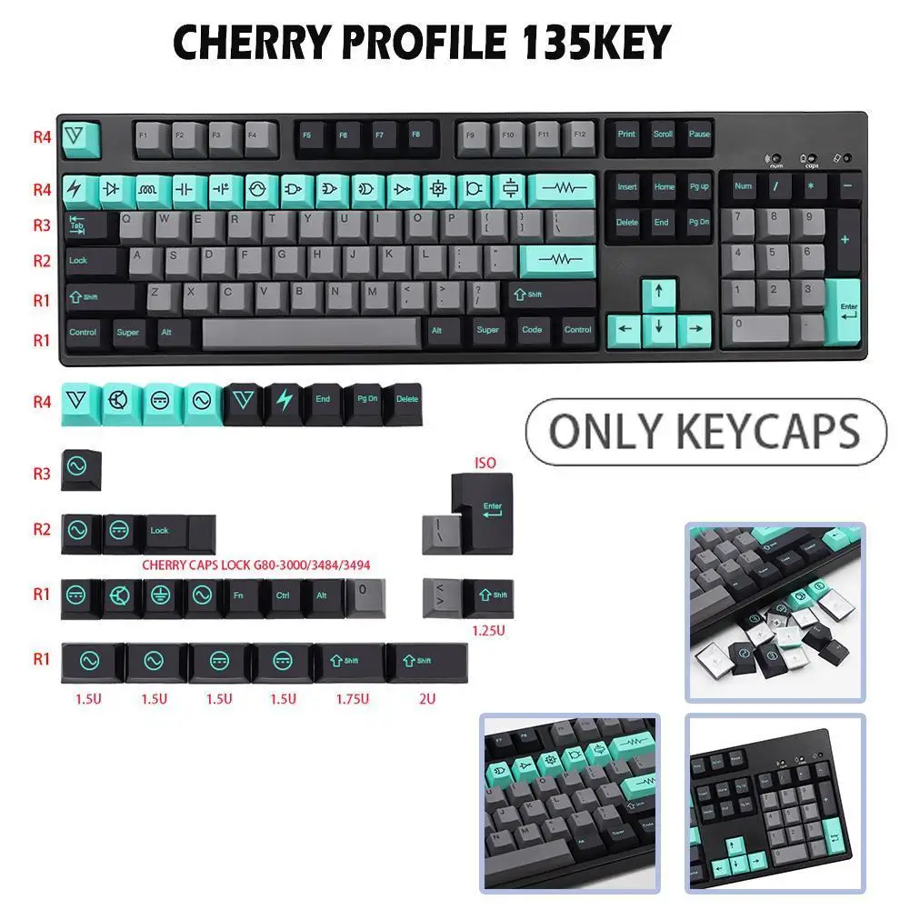 

135 Key GMK-KEY Electric Keycap set Profile pbt Keycaps For MX Switch dz60 Gk61 sk61 Dye Sublimation Key