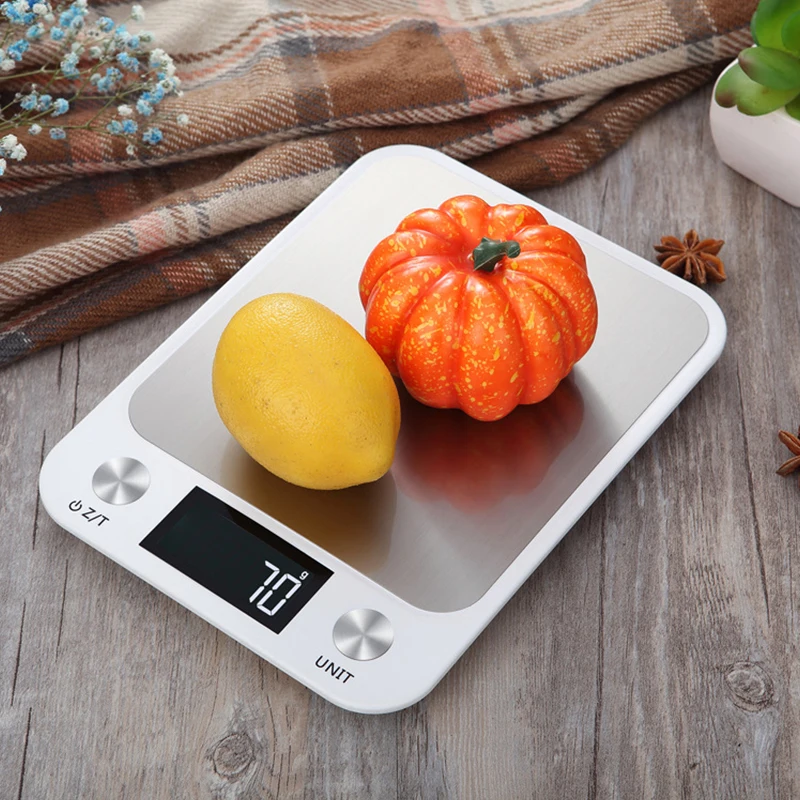 

Digital Multi-function Food Kitchen Scale,Stainless Steel,5kg/10kg 1g Stainless Steel Platform with LCD Display Black/White