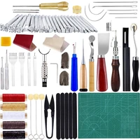 imzay 60 pcs complete professional craft sewing kit with cutting mat for bookbinding sewing leather working