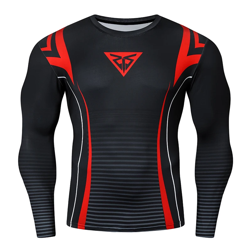 Мужская компрессионная рубашка с длинными рукавами для фитнеса мужская