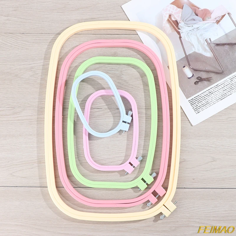 

5 Size Plastic DIY Embroidery Hoops Square Shape Cross Stitch Hoops Frame Ring