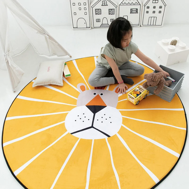 

Kids Play Game Mats Round Carpet Cute Rugs Living Room Cotton Crawling Blanket Floor Carpet for Bedroom Kids Room Home Decor