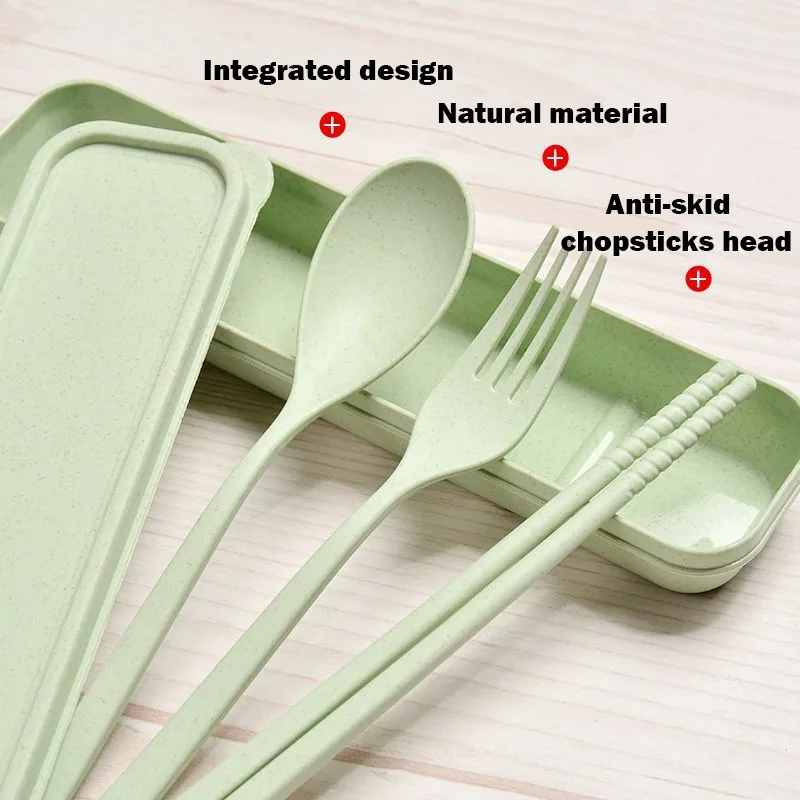 3 шт./компл. портативный дорожный набор столовых приборов пшеничная солома нож