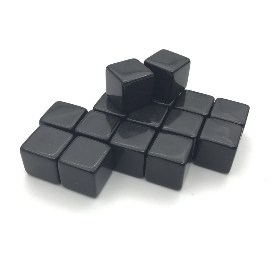 

New 16mm Blank DIY 50/100/200 Pcs High-quality Can Carving Children Teaching Dice Acrylic Black Opaque Blank Standard Cube