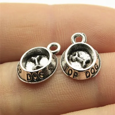 

20PCS/lot 15*10mm Metal Charms Dog Bowl Bone Pendants Antique Silver Bronze Color Making DIY Handmade Tibetan Jewelry DIY