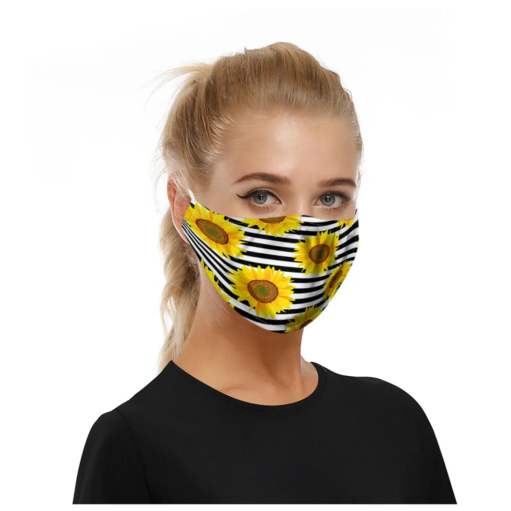 Смываемая маска хлопковая для лица взрослых улицы Пыленепроницаемая с принтом