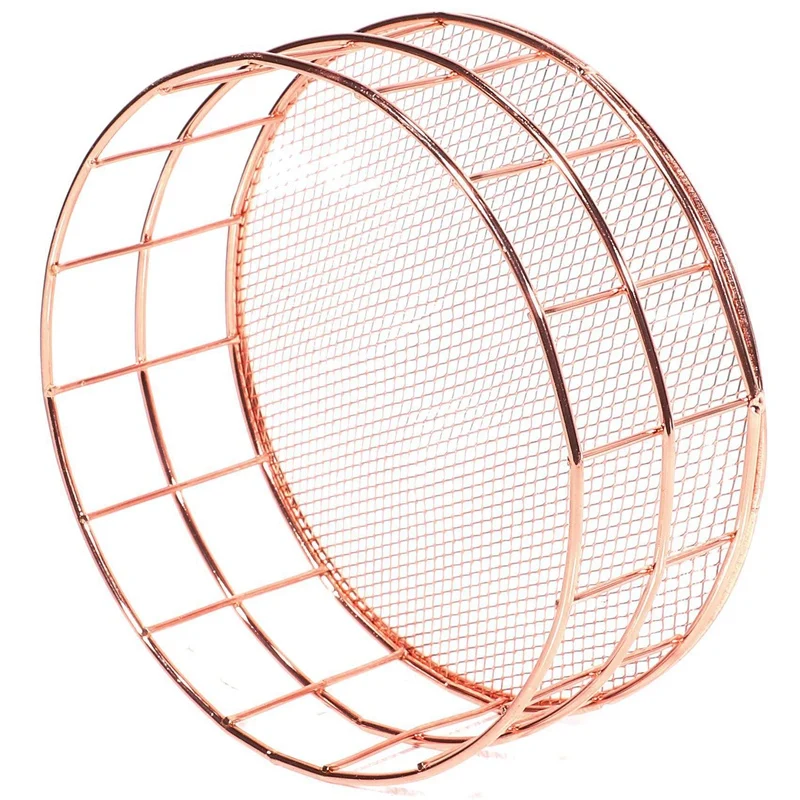 

Nordic Style Rose Gold Iron Storage Basket with 2 Pcs Macrame Wall Hanging Small Art Woven Wall Decor